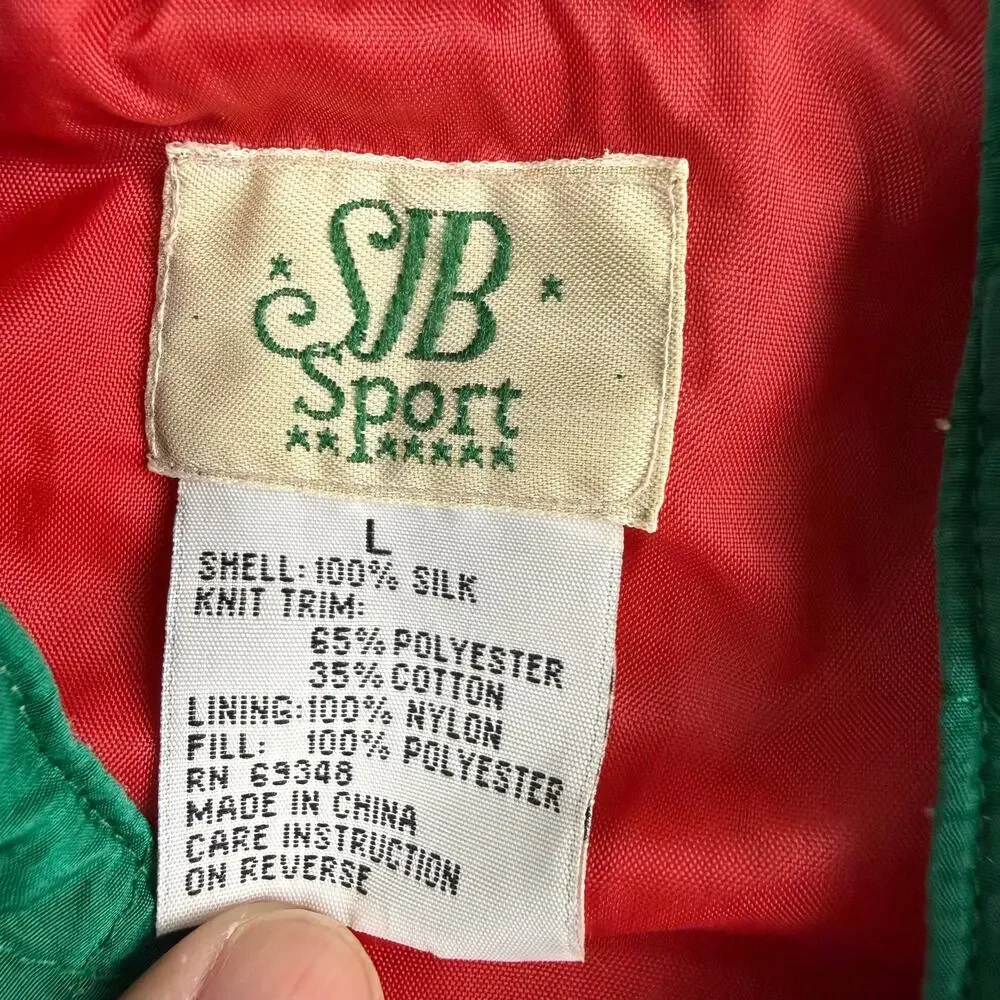 VTG Colorblock Quilted Silk Jacket Hooded Full Zip Size L St Johns Bay Sport